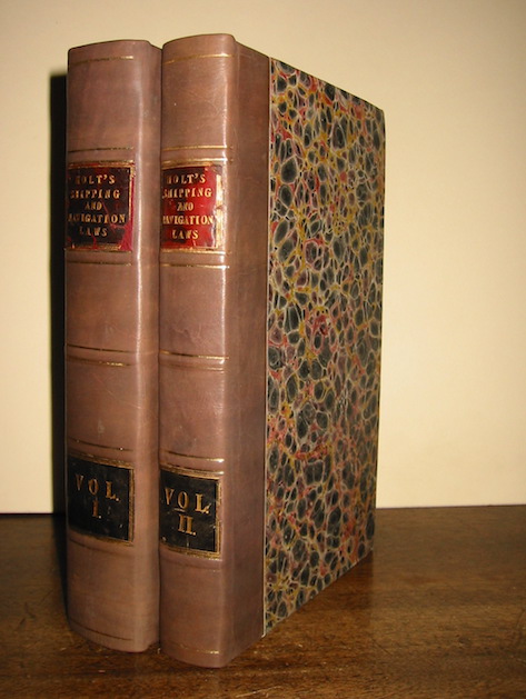 Francis Ludwold Holt  A System of the Shipping and Navigation Laws of Great Britain: and of the Laws relative to merchant ships and seamen; and maritime contracts. In three parts: I. Of the shipping and the navigation laws. II. Of merchant ships and seamen. III: Of maritime contracts. To which is added, an appendix of acts of parliament, forms, &c. In two volumes. Vol. I (e Vol. II)  1820 London Joseph Butterworth and son